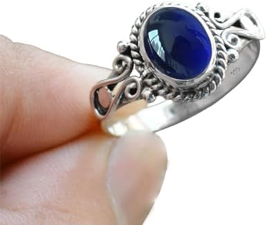 Elegance in Every Detail: Handmade 925 Sterling Silver Rings with 6x8 Oval Natural Gemstones (US Ring size 4, Amethyst)