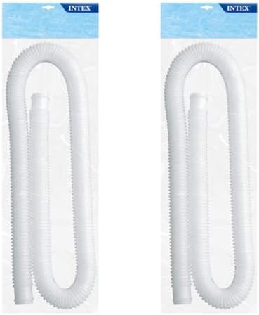 Intex 1.25" Diameter Easy to Install Accessory Pool Pump Replacement Hose, 59" Long for Intex Models 607 and 637, 2 Pack, White