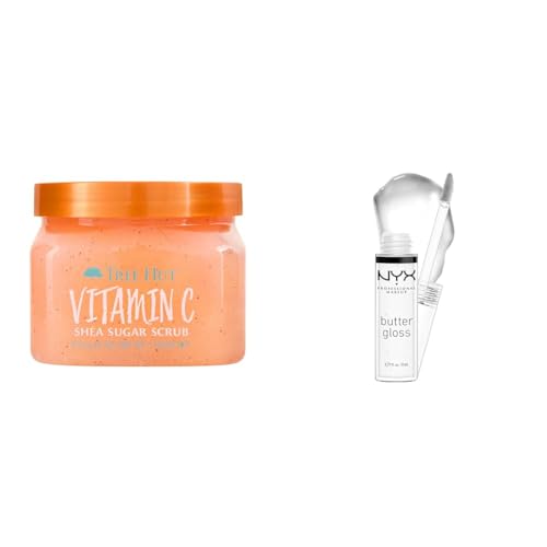 Tree Hut Vitamin C Shea Sugar Scrub 18 oz & NYX Butter Gloss Sugar Glass Clear Lip Gloss Bundle