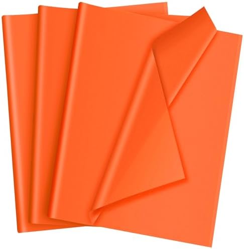 Hlonon 50 Sheets Orange Tissue Paper for Gift Bags - 14 x 20 Inches Recyclable Orange Wrapping Paper for Weddings Birthday DIY Project Christmas Halloween Thanksgiving Gift Wrapping Crafts Decor