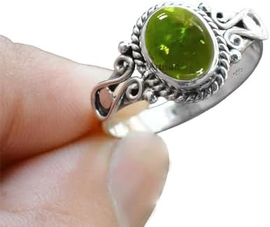 Elegance in Every Detail: Handmade 925 Sterling Silver Rings with 6x8 Oval Natural Gemstones (US Ring size 4, Amethyst)