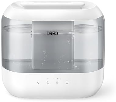 Dreo 4L Humidifiers for Bedroom, Quiet Supersized Cool Mist Ultrasonic Humidifier with Diffuser, 60 Hour Runtime for Home, Nursery, Plant, Gray