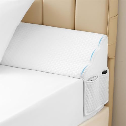 King Bed Wedge Pillow for Headboard, Foam Pillow Wedge for Headboard Gap, Mattress Bed Gap Filler King, Triangle Pillow, Anti-Slip Bed Crack Pillow Space Filler (76"×10"×6") Air-Layer White