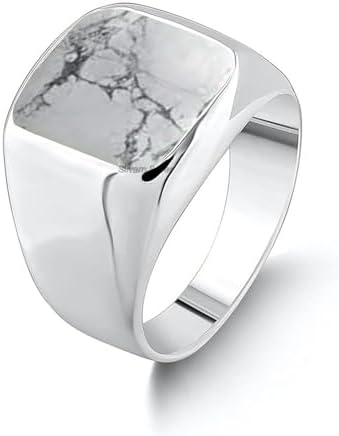 Solid 925 Sterling Silver Cushion Shape Gemstone Men Signet Ring, Beautiful Handcrafted Christmas Gift for Fathers, Son, Boyfriend, Friend