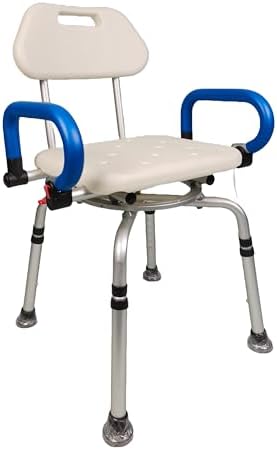 iLiving ILG-608 Waterproof Aluminium Shower Chair with Rotating Seat Backrest and Padded Armrests
