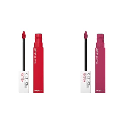 MAYBELLINE Super Stay Matte Ink Liquid Lipstick Shot Caller Bright Pinky Red & Pathfinder Berry Pink