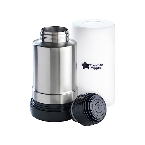 Tommee Tippee Closer to Nature Portable Travel Baby Bottle Warmer and Food Warmer, Ideal for Travel, Thermal Insulation, Stainless Steel Flask with Leak-Proof Lid
