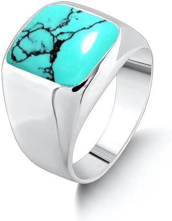 Solid 925 Sterling Silver Cushion Shape Gemstone Men Signet Ring, Beautiful Handcrafted Christmas Gift for Fathers, Son, Boyfriend, Friend