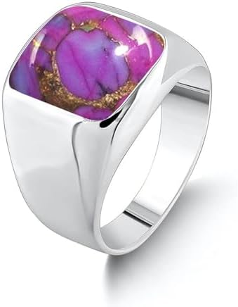 Solid 925 Sterling Silver Cushion Shape Gemstone Men Signet Ring, Beautiful Handcrafted Christmas Gift for Fathers, Son, Boyfriend, Friend