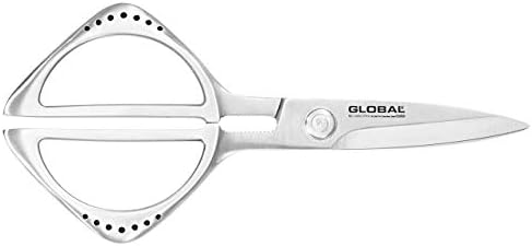 Global 8 1/4 inch Kitchen Shears - Stainless Steel, Razor Sharp Edge, Multipurpose, Made in Japan, GKS-210