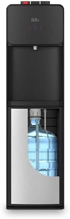 Brio 130SS Series Bottom Load Water Cooler Dispenser for 5 Gallon Bottles, Hot, Room & Cold, Great for Home or Office, Child Safety Lock, Empty Bottle Alert, Energy Star 3.0, Black & Stainless Steel
