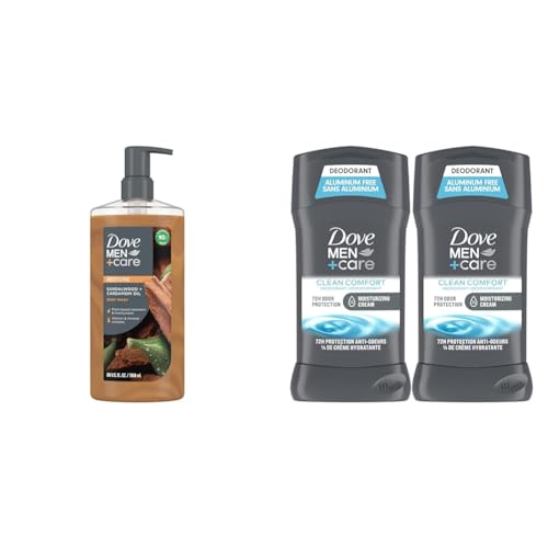 DOVE MEN + CARE Body Wash Sandalwood + Cardamom Oil to Rebuild Skin in the Shower & Deodorant Stick Moisturizing Deodorant For 72-Hour Protection Clean Comfort Deodorant