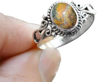 Elegance in Every Detail: Handmade 925 Sterling Silver Rings with 6x8 Oval Natural Gemstones (US Ring size 4, Amethyst)