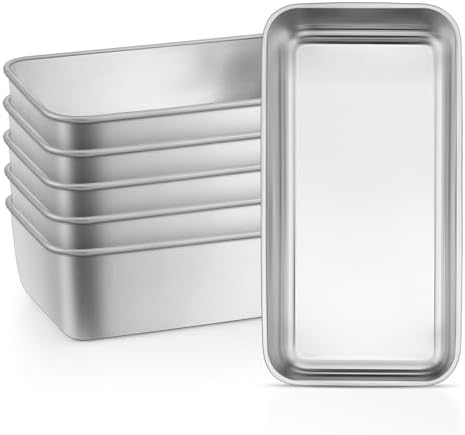 Leonyo 6 Pack Loaf Pans for Baking Bread, 9IN x 5IN Stainless Steel Loaf Pans for Homemade Bread, Meatloaf, Bananas, Brownies, Lasagnas, Dishwasher Oven Safe