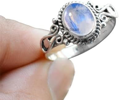 Elegance in Every Detail: Handmade 925 Sterling Silver Rings with 6x8 Oval Natural Gemstones (US Ring size 4, Amethyst)