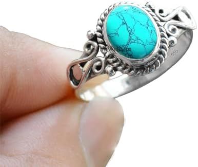 Elegance in Every Detail: Handmade 925 Sterling Silver Rings with 6x8 Oval Natural Gemstones (US Ring size 4, Amethyst)