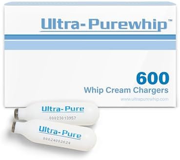 Ultra-Purewhip Whipped Cream Charger, 600-Pack | 8g Premium Stainless Steel Cartridges for Whipped Cream Dispenser | Pure and Flavor Neutral with Long Shelf Life