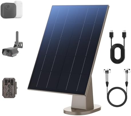 8W Solar Panel for Trail Camera with Build-in 44.4Wh Rechargeable Battery, Comes with 360°Adjustable Mounting, 6V/12V DC & USB-C Port for Outdoor Camera, Trail Camera, Type-C Device IP66 Waterproof