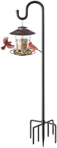 84" Shepherds Hooks for Outdoor, Heavy Duty Bird Feeder Pole with 7 Prongs Base for Hanging Lantern, Hummingbird Feeder, Plant Baskets, Shepherds Hook for Bird Feeders for Outside, 1 Pack