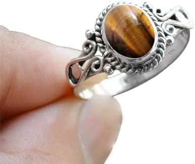 Elegance in Every Detail: Handmade 925 Sterling Silver Rings with 6x8 Oval Natural Gemstones (US Ring size 4, Amethyst)