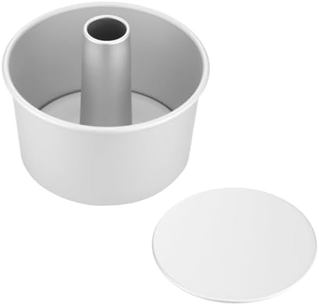 7" Non-Stick Chiffon Cake Pan, Deep 5.5 Inches, 2 Removable Bottoms Flat & Tube, Anodized Aluminum Alloy Rustless Angel Food Cake Tube Baking Mold, Oven Dishwasher Safe, Silver