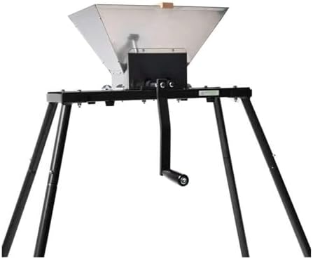 SQUEEZE master Fruit Apple Wine Classic Crusher With Stand-7 Litre/1.8Gallon Manual Grinder- Large Stainless Steel Hoopper-Nylon Teeth-Black