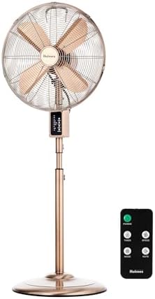 Holmes 16" Copper Digital Metal Stand Fan, 75° Oscillation, 3 Speeds, 4 Blades, 3 Modes, 7.5-Hour Timer, Adjustable Height, 20° Head Tilt, Ideal for Home, Bedroom or Office, Remote Control