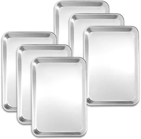 6 Pack Half Size Baking Sheet Pans, Aluminum Comercial Cookie Sheets Non-Stick, 18"x13"