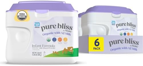 Pure Bliss by Similac Organic Baby Formula with A2 Milk Easy to Digest Gentle USDA-Certified Organic Infant Formula 0-12 months 20.6-oz Powder Tub (pack of 6)