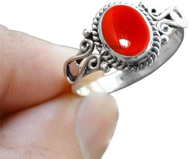 Elegance in Every Detail: Handmade 925 Sterling Silver Rings with 6x8 Oval Natural Gemstones (US Ring size 4, Amethyst)