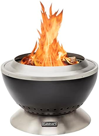 Cuisinart 24” Cleanburn Smokeless Fire Pit with Removable Base for Ash, Portable Outdoor Wood Burning Fireplace, Smoke Free Stainless Steel Outdoor Heater, Enhanced Airflow and Easy Cleanup