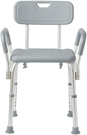Medline Shower Chair with Backrest and Padded Armrests - 350 lb. capacity, Bath Bench, Seat, Stool for Independent Adult, Seniors, Elderly & Disabled Patients