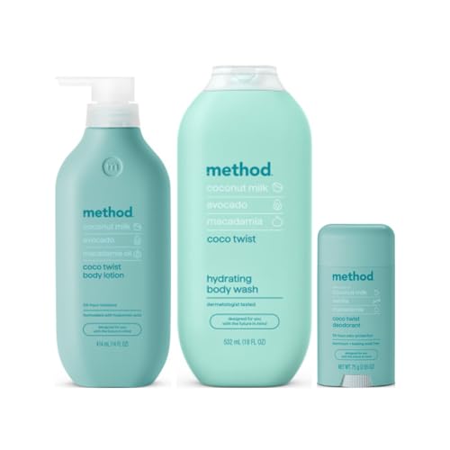 Method Coco Twist, Body Lotion 14 Fl Oz, Deodorant 2.65 Fl Oz, Body Wash 18 Fl Oz (Variety Pack)