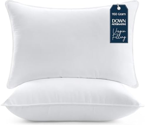 Utopia Bedding Bed Pillows for Sleeping (White), Standard Size, Set of 2, Hotel Pillow, Cooling Pillows for Side, Back or Stomach Sleepers