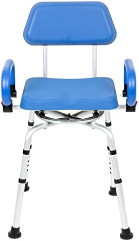 iLIVING ILG-638 Swivel Pivoting Shower Chair for Bathtub and Shower with Padded Seat, Back and Arms, and Adjustable Height , Blue