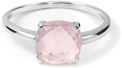 925 Sterling Silver Rings for Women - Cushion Gemstone Ring - Anniversary, Engagement, Wedding Ring - Eye Catching Christmas Gift