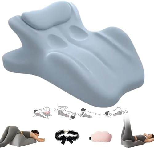 Chiro Monk Couple Pillow, 27° Lift, Perfect Position Instantly,Better Positioning, Enhanced Comfort, Wedge Pillow Memory Foam, Provides Waist Support, Recovers After Impact, for All Postures (Blue)