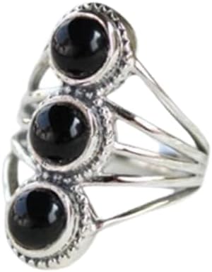 Solid 925 Sterling Silver Ring For Womens, 3 Stone Ring, Unique Handcrafted Ring for Her, Wedding, Anniversary, Engagement, Birthday, Christmas Gift (US Ring size)