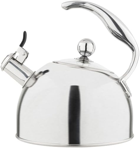 Viking 3-Ply Stainless Steel Tea Kettle, 2.6 Quart Stovetop Hot Water Pot with Tempered Glass Lid, Ergonomic Handle, Induction Ready, Satin Silver