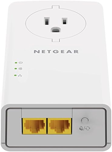 NETGEAR Powerline adapter Kit, 2000 Mbps Wall-plug, 2 Gigabit Ethernet Ports with Passthrough + Extra Outlet (PLP2000-100PAS), White