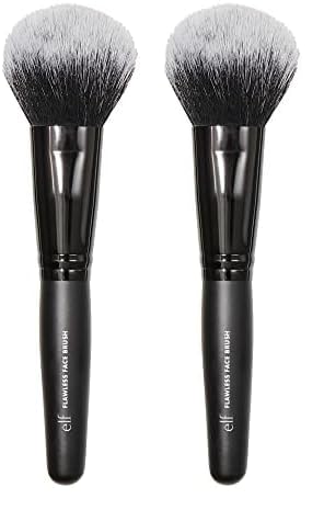 e.l.f. Flawless Face Brush, Vegan Makeup Tool For Flawlessly Contouring & Defining With Powder, Blush & Bronzer, Made With Cruelty-Free Bristles (Pack of 2)
