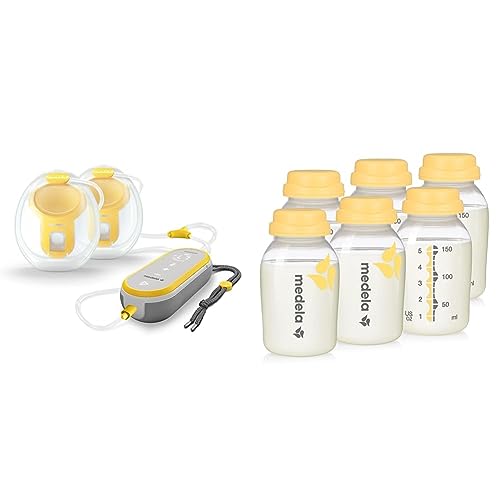 Medela Freestyle Hands-Free Breast Pump + Medela Breast Milk Collection and Storage Bottles, 6 Pack