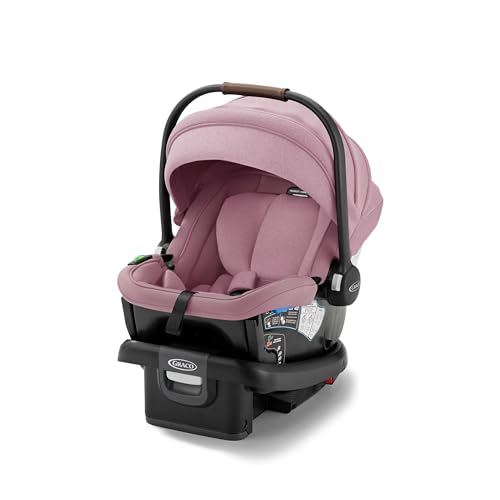 Graco On The Go Max Infant Car Seat, Orchid Haze, Lightweight, Reclining Rear Facing Car Seat Installs Without a Base