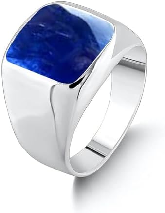 Solid 925 Sterling Silver Cushion Shape Gemstone Men Signet Ring, Beautiful Handcrafted Christmas Gift for Fathers, Son, Boyfriend, Friend