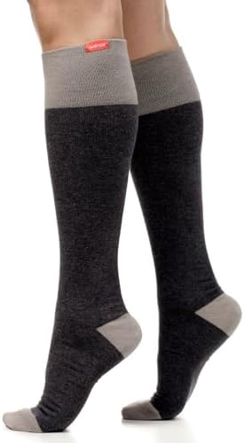 VIM & VIGR Cotton 30-40 mmHg Compression Socks for Women & Men (Dark & Light Grey Heathered Collection, Medium/Large Wide Calf (5))