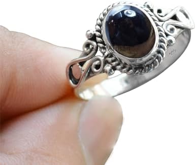 Elegance in Every Detail: Handmade 925 Sterling Silver Rings with 6x8 Oval Natural Gemstones (US Ring size 4, Amethyst)