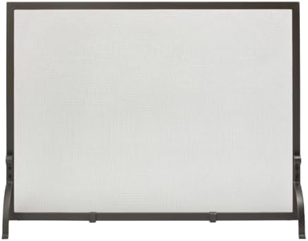 Uniflame 44” Medium Sized Screen - Single Panel Olde World Finish - Accommodates Most Fireplaces - Heavy Metal Shielding w/Sturdy Metal Base