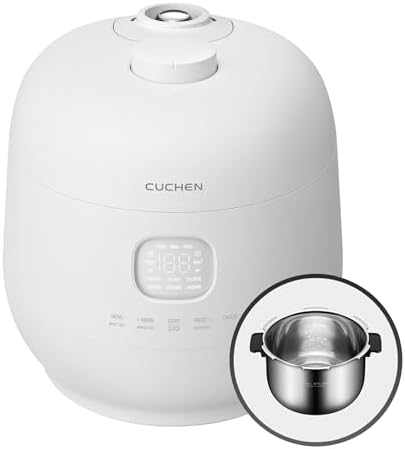 [CUCHEN] CRH-TWS0610PWUS, IH Induction Heating Dual Pressure Rice Cooker, 6 Person | 6-cup, 1.14Quarts (uncooked) 12-cup, 2.28Quarts (cooked), Full Stainless Inner Pot, Automatic High/Non-Pressure, Easy Open Handle, Auto Steam Clean, Made in Korea