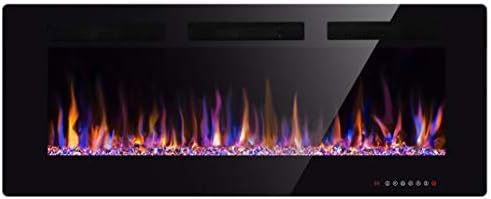 Xbeauty 36" Electric Fireplace in-Wall Recessed and Wall Mounted 1500W Fireplace Heater and Linear Fireplace with Timer/Multicolor Flames/Touch Screen/Remote Control Black