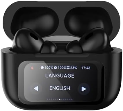 Translation Earbuds, Real-time Translator Earbuds 74 Languages & 70 Accents Online, Two-Way Translator Device with APP, Instant Translator Earbuds, Instant Voice Translator 2024（Black）